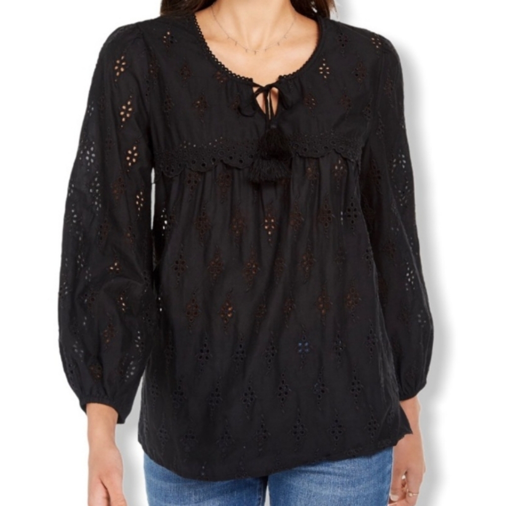 Style & Co.  Black Eyelet Blouse